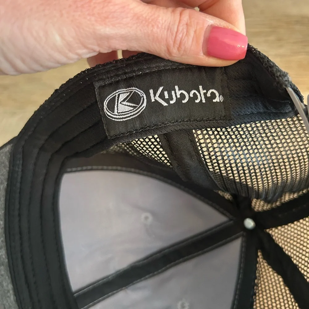 Kubota Tractor Emb. Patch on Kubota Brand Trucker Hat Snapback Black/orange - Picture 6 of 11